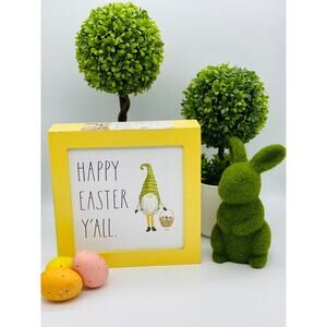 Rae Dunn HAPPY EASTER Y'ALL Gnome Wood Decor Sign